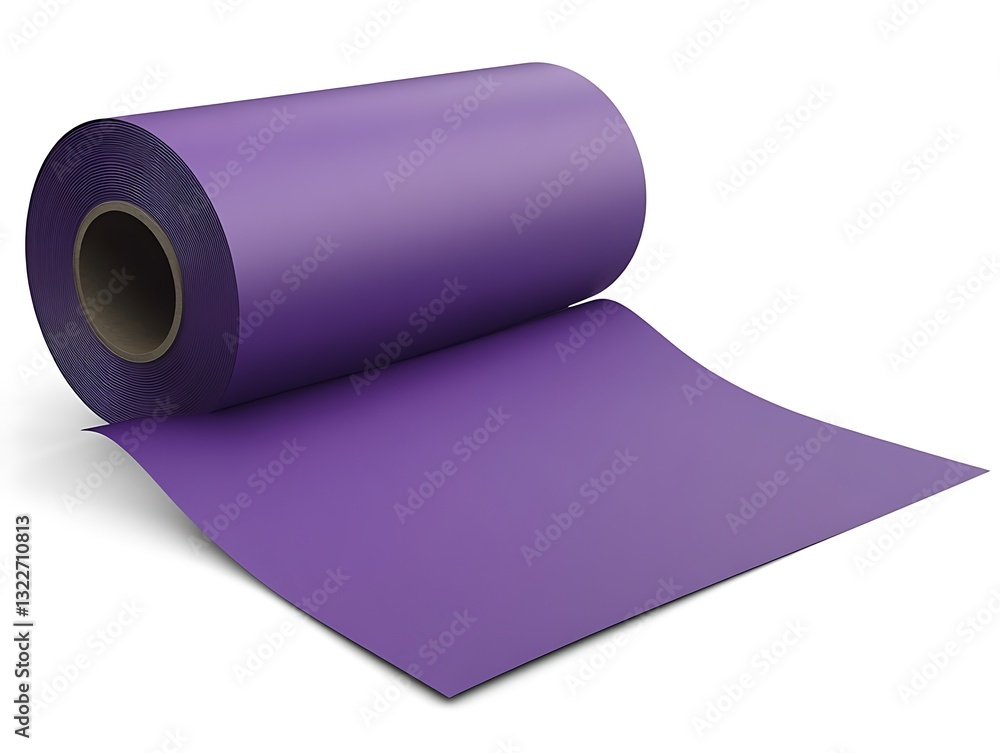 Purple paper roll with a small unrolled segment present Purple paper roll with a small unrolled segment present
