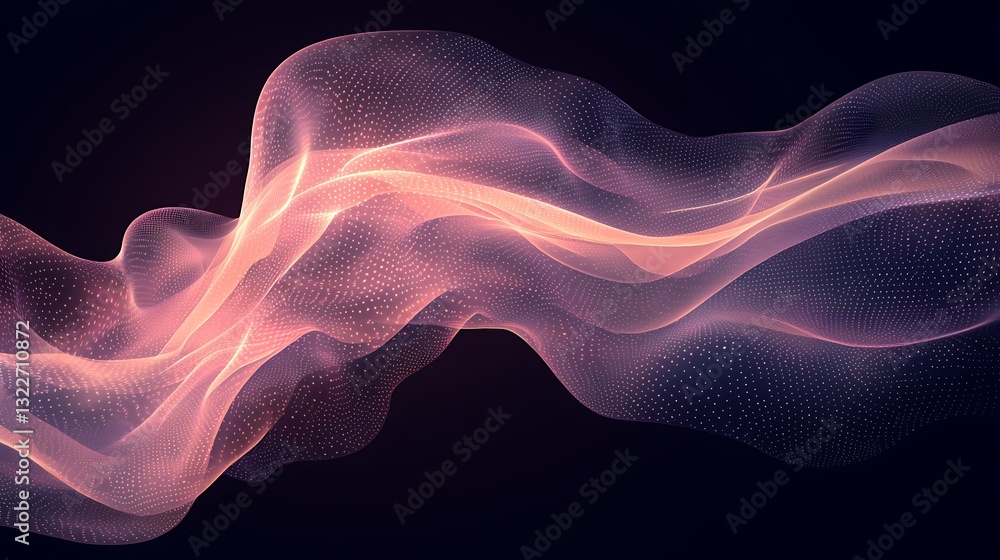Fototapeta premium An abstract artwork of flowing illuminated mesh structures in space