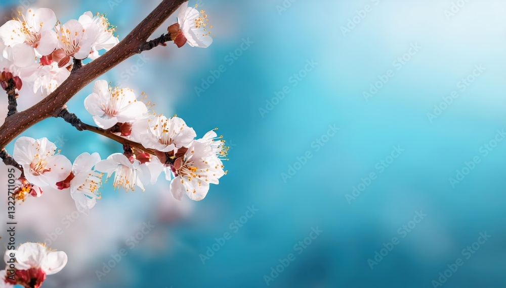 Blossoming Apricot Tree Branches Against a Backdrop of Abundant Space, Celebrating the Vitality and Renewal of Spring in Full Bloom. Blossoming Apricot Tree Branches Against a Backdrop of Abundant Space, Celebrating the Vitality and Renewal of Spring in Full Bloom.