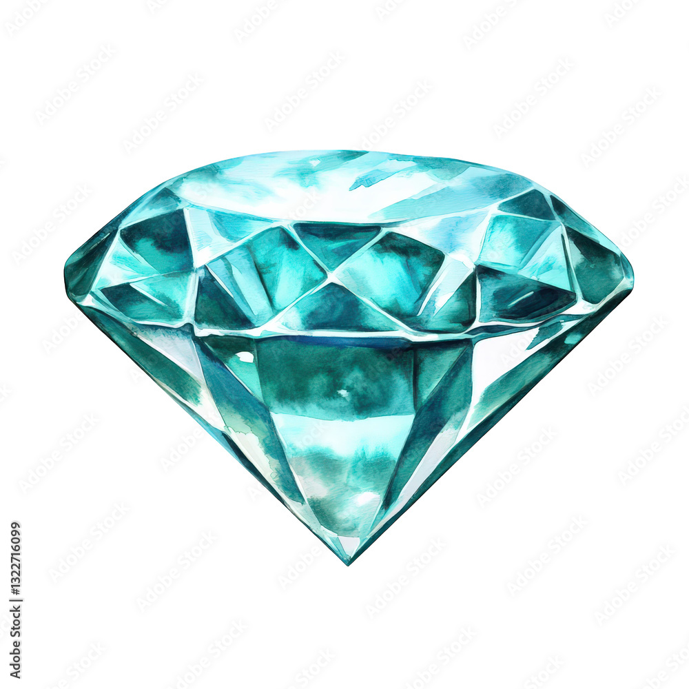 beautifully rendered turquoise diamond showcasing its facets and brilliance against a white background it serves as a striking illustration of luxury and elegance beautifully rendered turquoise diamond showcasing its facets and brilliance against a white background it serves as a striking illustration of luxury and elegance