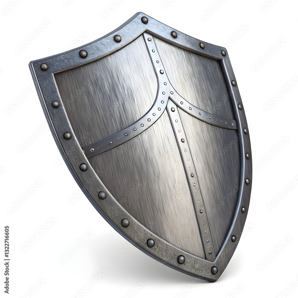 Realistic Metal Shield: Medieval Protection Symbol Realistic Metal Shield: Medieval Protection Symbol