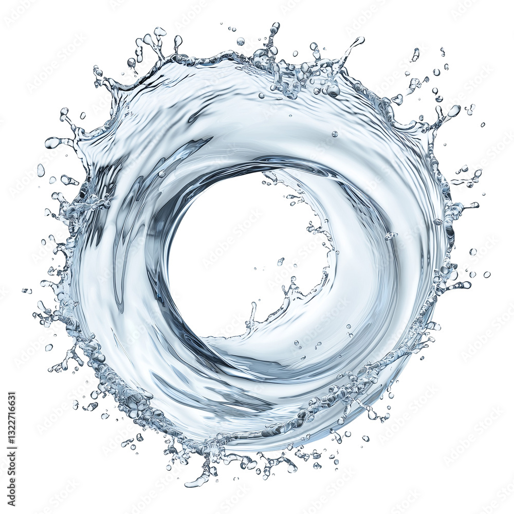 Fototapeta premium Clear White Water Spiral Liquid Splash Swirl Wave Display For Artwork Graphic Design isolated on transparent background