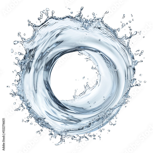 Clear White Water Spiral Liquid Splash Swirl Wave Display For Artwork Graphic Design isolated on transparent background 