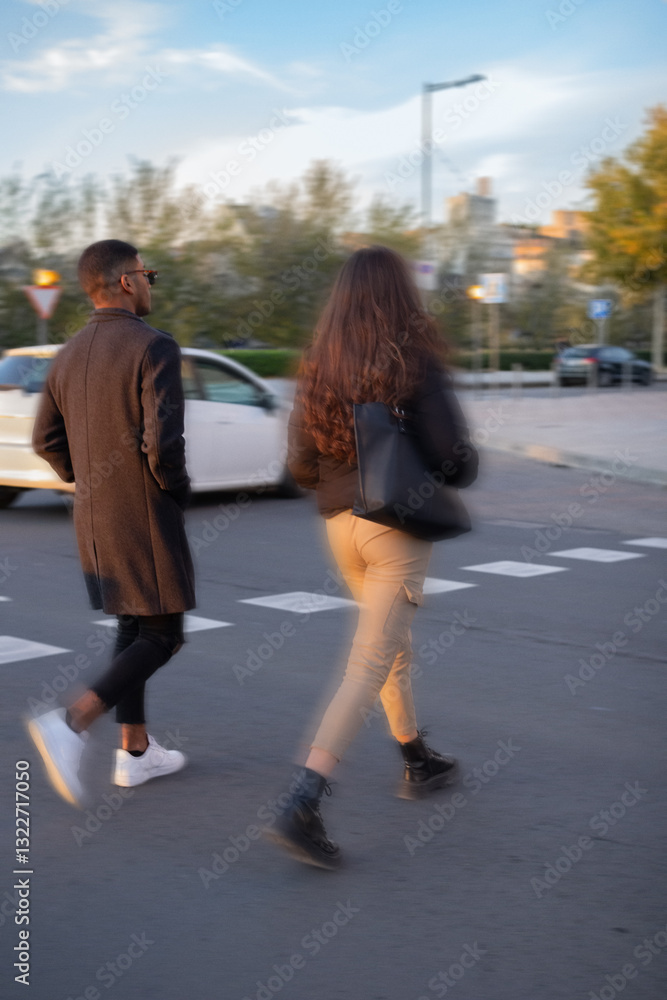 Couple crossing road Couple crossing road