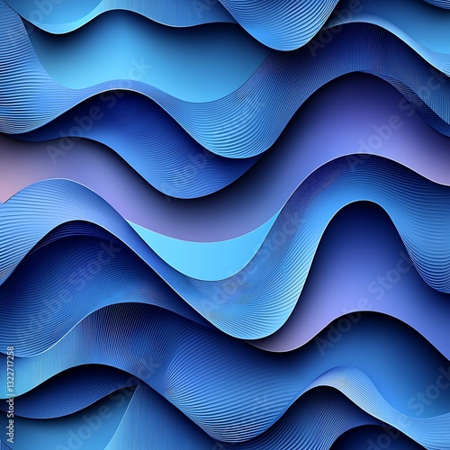 Abstract blue waves overlap creating a sense of flowing design