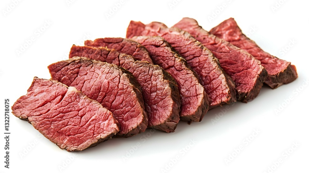 Folded slices of freshly cut roast beef arranged Folded slices of freshly cut roast beef arranged