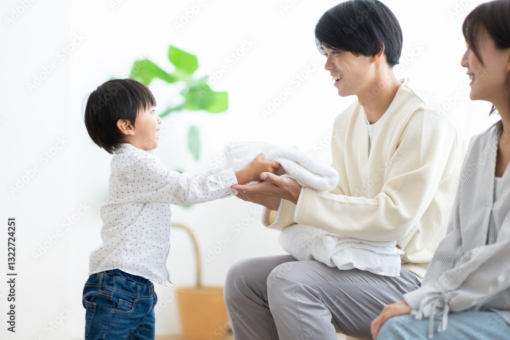 Obraz premium お手伝いをする男の子