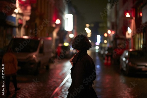 Evening walk in lively streets photo