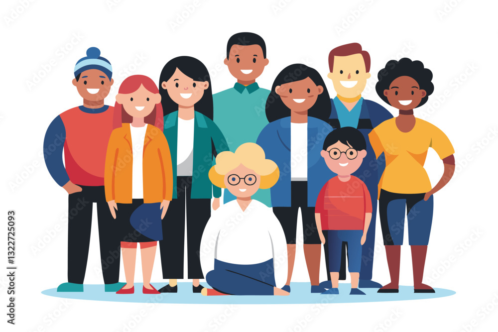 Fototapeta premium Multinational large group of people isolated on white background