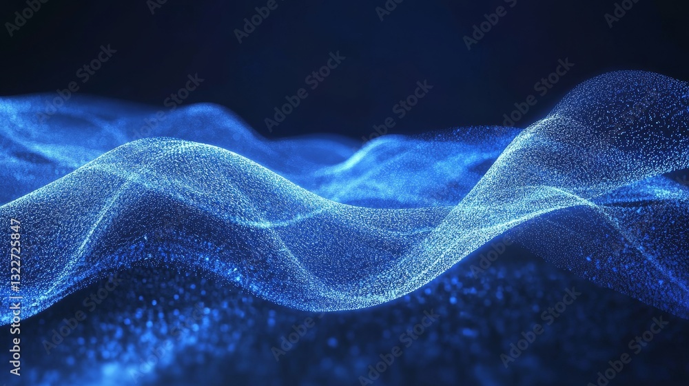 Fototapeta premium Attract Blue Line Movement, Abstract Wave Line, Light Technology Background, Copy Space..., 