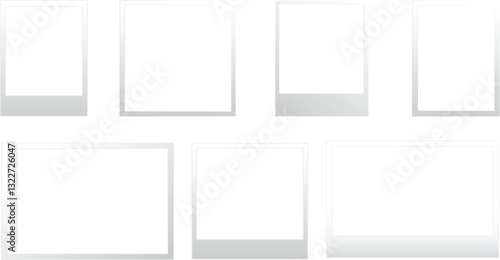 Set of Polaroid photo frame isolated on transparent background. Realistic old photo frame isolated on transparent background.