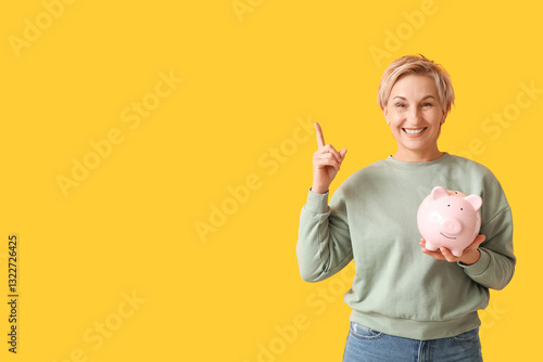 Happy mature woman with pin...