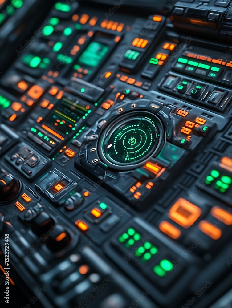 Obraz premium Futuristic Sci-fi Control Panel Interface Design