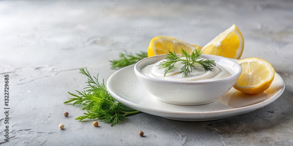 Creamy Dill Sauce with Lemon Wedges, a Refreshing Culinary Delight for Any Dish Creamy Dill Sauce with Lemon Wedges, a Refreshing Culinary Delight for Any Dish