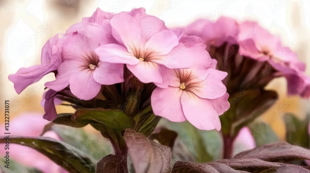 Fototapeta premium Beautiful pink flowers in full bloom with soft focus background, showcasing nature's elegance