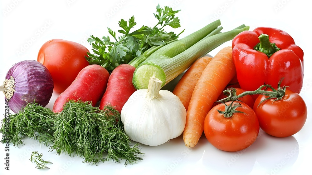 Fresh Vegetables Isolated on White Background Fresh Vegetables Isolated on White Background