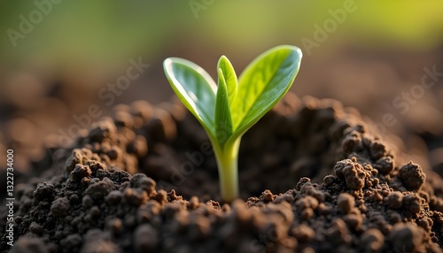 A series of close-up images showing the stages of germination. The seed first swells, then cracks open, revealing a tiny root system that burrows into the soil. A tender green shoot emerges, curving 