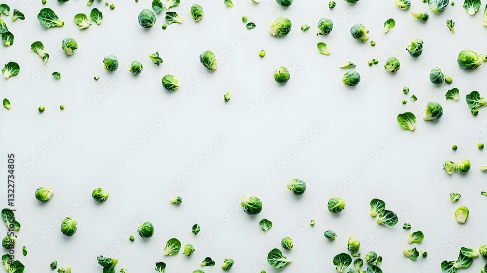 scattered Brussels sprouts on isolated white scattered Brussels sprouts on isolated white
