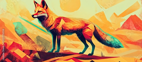 Wallpaper Mural Colorful geometric fox illustration in a vibrant landscape setting Torontodigital.ca