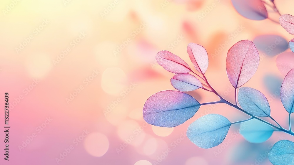 Digital watercolor painting abstract background idea. A beautiful close-up of colorful leaves against a soft pastel background. Digital watercolor painting abstract background idea. A beautiful close-up of colorful leaves against a soft pastel background.