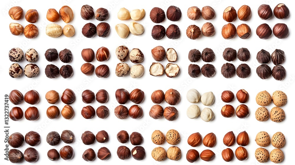 Obraz premium Hazelnuts collection isolated on white