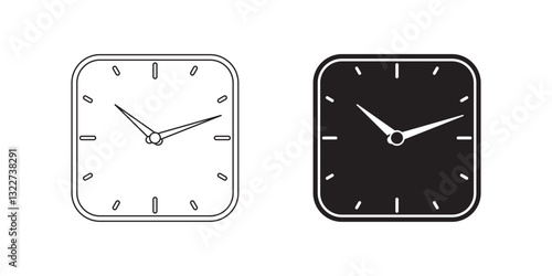 square wall clock icon set isolated on white background
