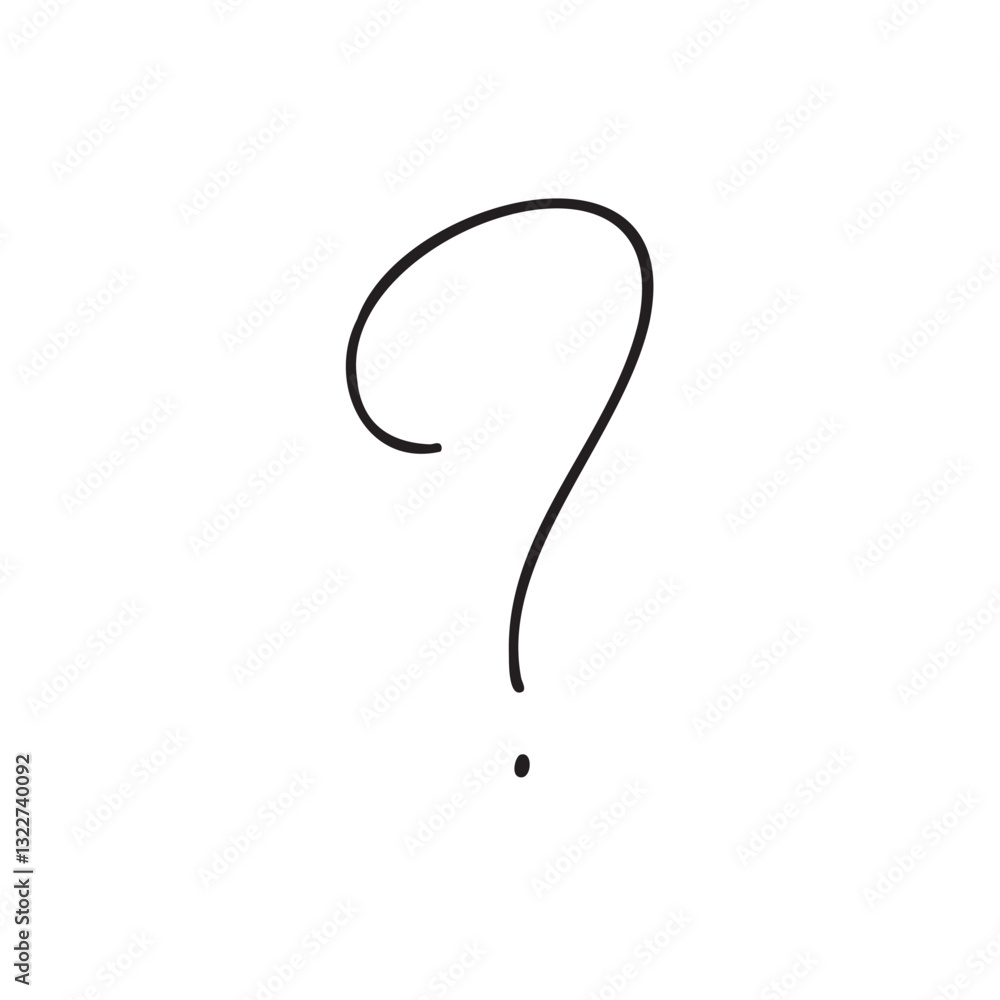 Obraz premium シンプルな手描きのはてなマーク モノクロ