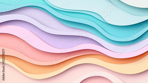 Minimalist graphic design abstract background concept. Colorful wavy abstract background with layered paper design for creative projects.