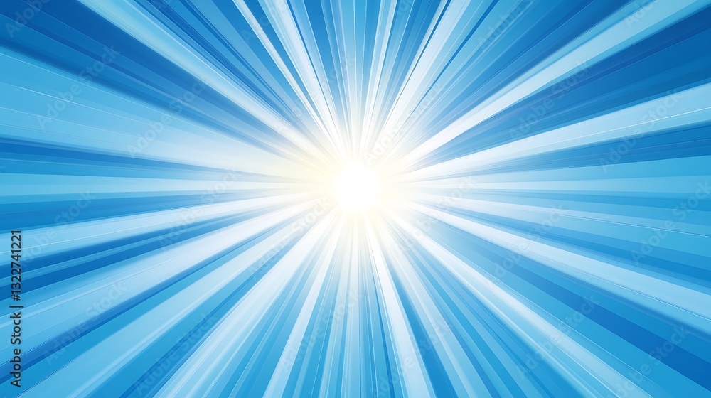 Blue rays of light emanating from a central bright point