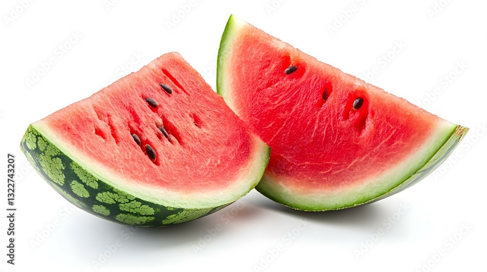 two sliced fresh watermelon isolated on white two sliced fresh watermelon isolated on white