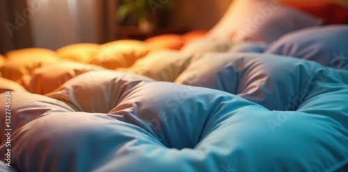 Close-up of inflated sleeping pad, ready for use , marketing, foam