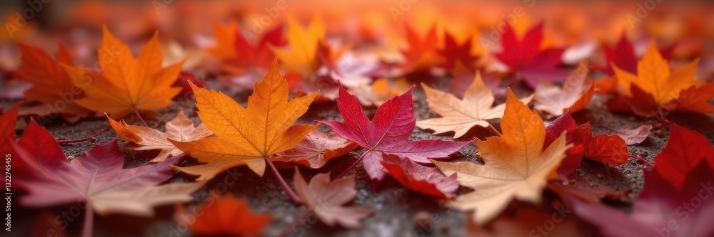 Close-up view of fallen maple leaves, rich colors, wallpaper, colorful Close-up view of fallen maple leaves, rich colors, wallpaper, colorful