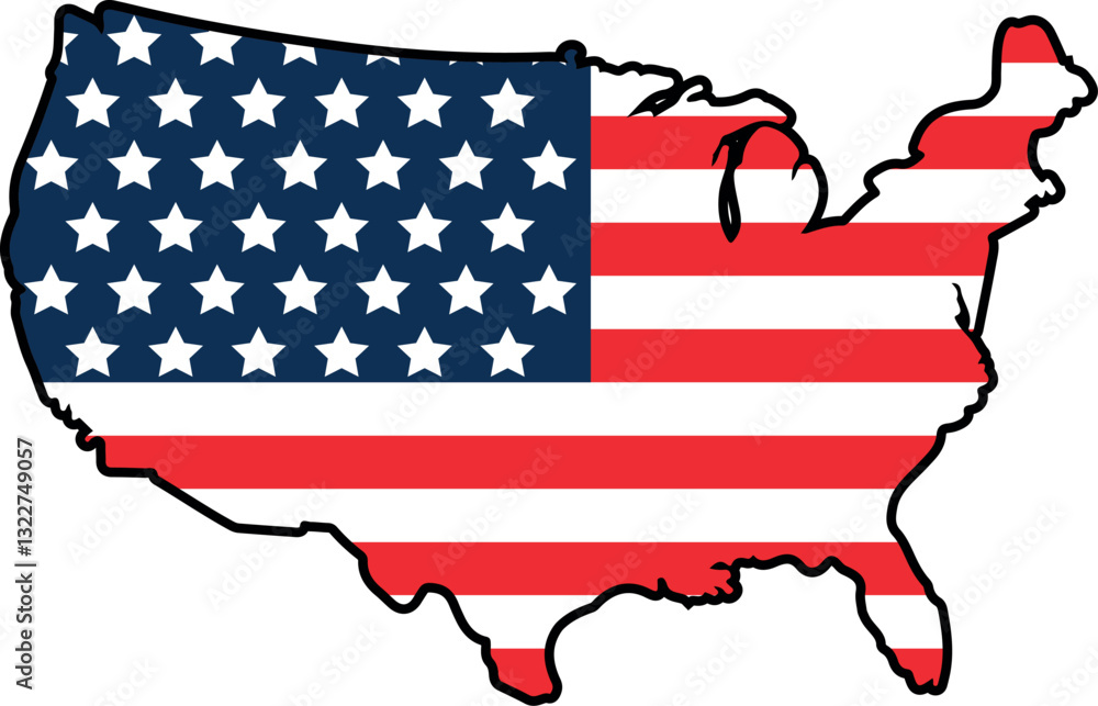 usa map with american flag, patriotic united states silhouette, stars and stripes america map illustration usa map with american flag, patriotic united states silhouette, stars and stripes america map illustration
