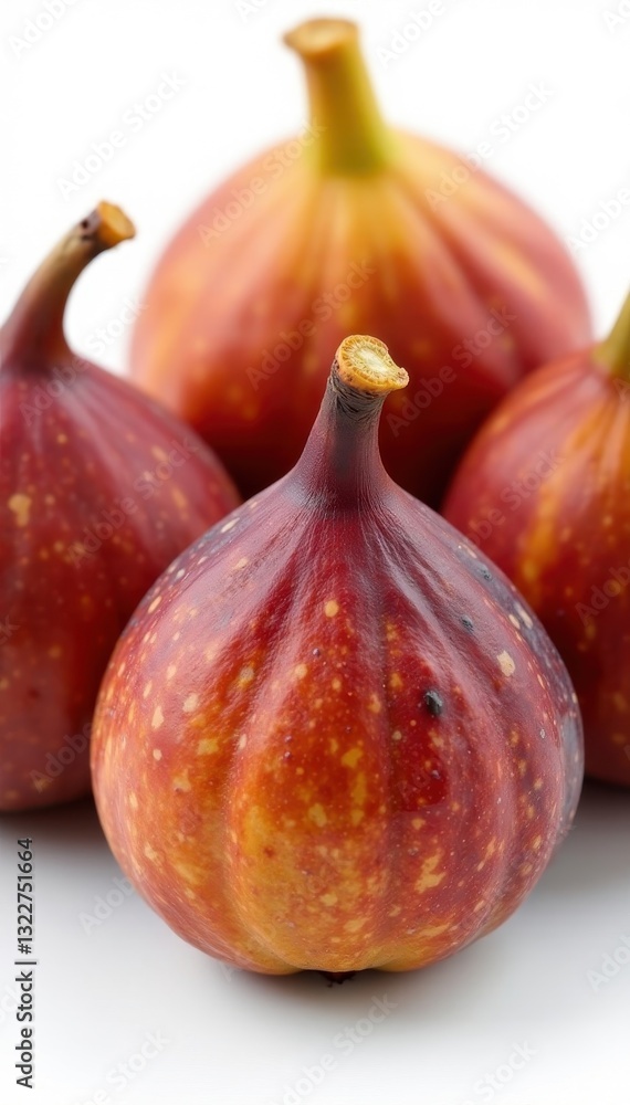 Obraz premium Close-up of plump, sun-dried figs against white backdrop , healthy snack, delicious figs, ingredient