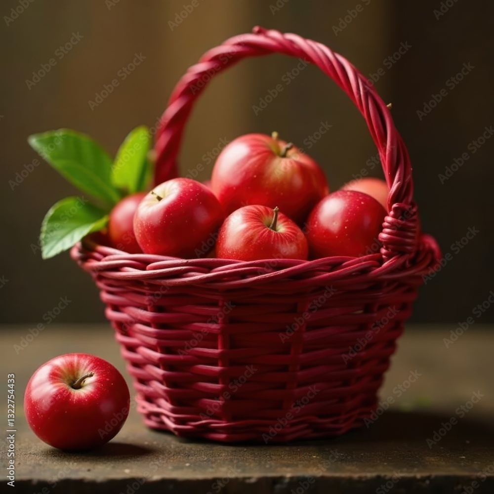 Deep red basket brimming with soft, brown medlars , harvest, brown Deep red basket brimming with soft, brown medlars , harvest, brown