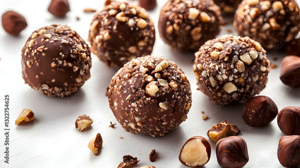 Chocolate hazelnut energy bites rolled in cocoa Chocolate hazelnut energy bites rolled in cocoa