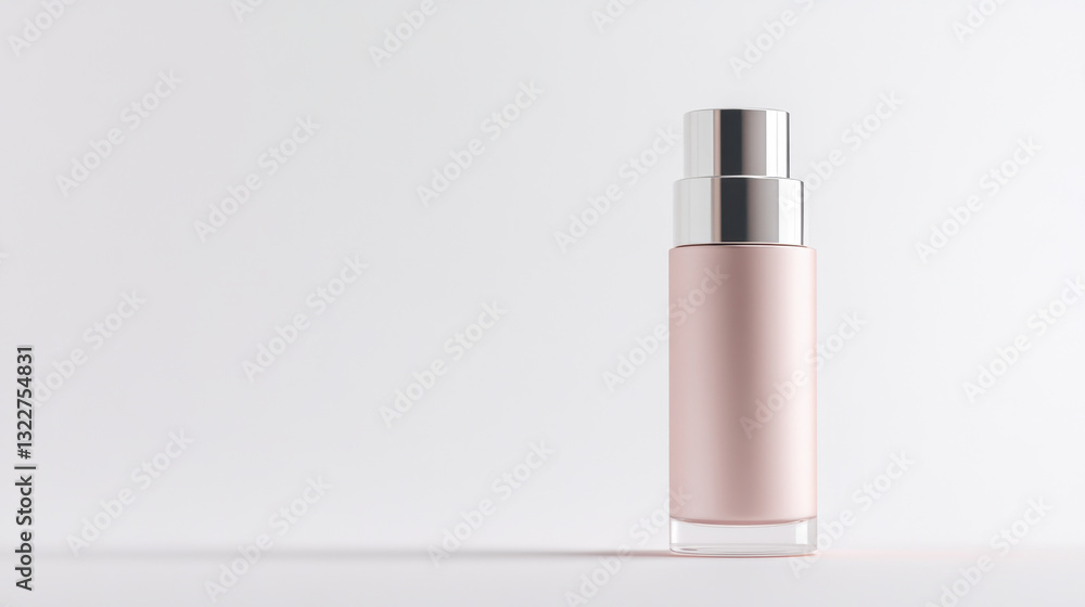 sleek face cream bottle in pale colors, featuring modern design with shiny silver cap, set against clean white background. This elegant packaging is perfect for skincare products sleek face cream bottle in pale colors, featuring modern design with shiny silver cap, set against clean white background. This elegant packaging is perfect for skincare products