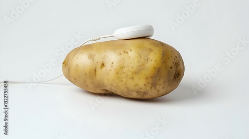 Kentang Pintar Dengan Sensor Elektronik Terisolasi Latar Belakang Putih