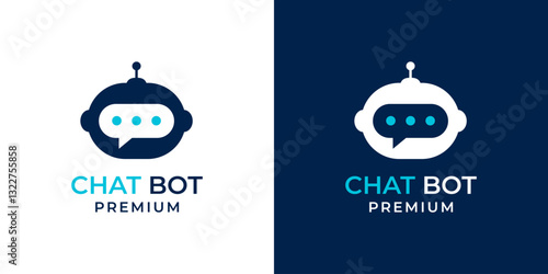 Chatbot icon logo design concept, chat bot or chatterbot. Robot virtual assistance for website or mobile app. Vector logo illustration of bots, robot, chat, technology, modern, minimalist.