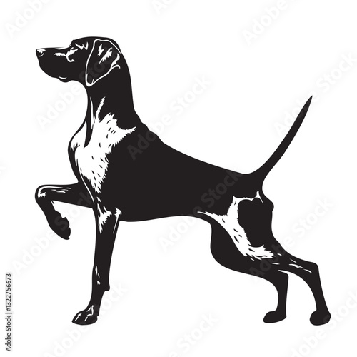 German Shorthaired Pointer Side pose silhouette vector. German Shorthaired Pointer Dog PNG – Hunting, Pointing & Standing Side Poses | Transparent Background