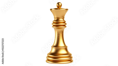 Golden Chess Queen Piece Luxury Strategy Success isolated on transparent background
