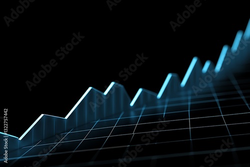 Upward trending business graph showcasing improvement in stock market profit and skills