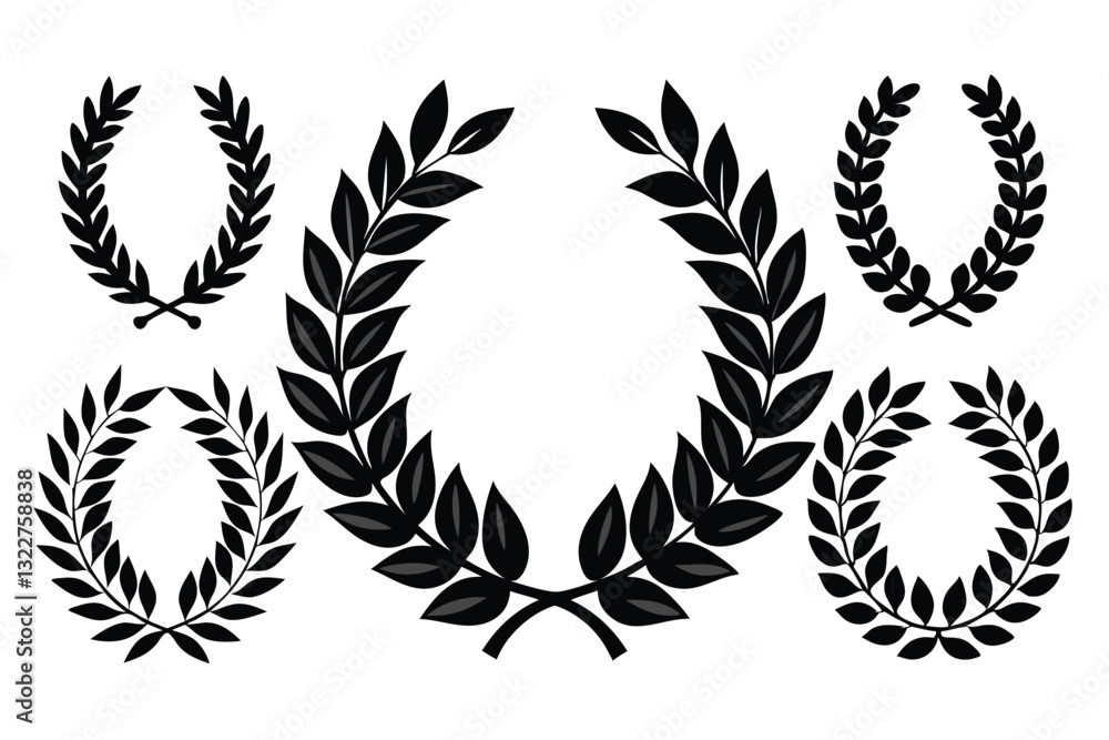 Laurel Wreaths Icon Collection Vector Laurel Wreaths Icon Collection Vector
