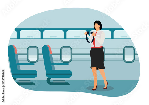 Stewardess during safety instructions in air plane.