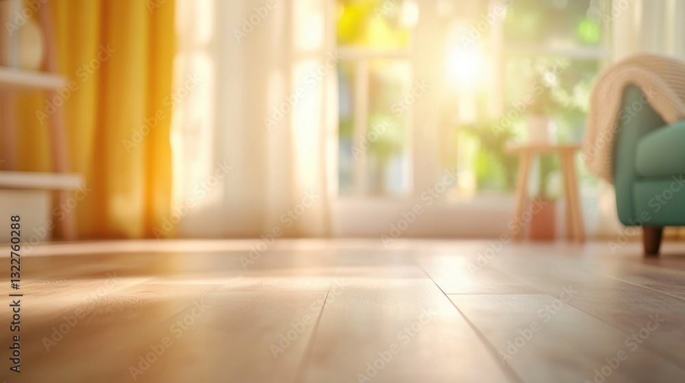 Soft sunlight fills a living room featuring a wooden floor, a vibrant armchair, and plants near a bright window in the afternoon Soft sunlight fills a living room featuring a wooden floor, a vibrant armchair, and plants near a bright window in the afternoon