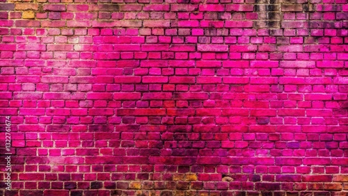Vibrant Pink Graffiti on Weathered Brick Wall, urban landscape, colorful walls,  urban landscape, colorful walls, street art