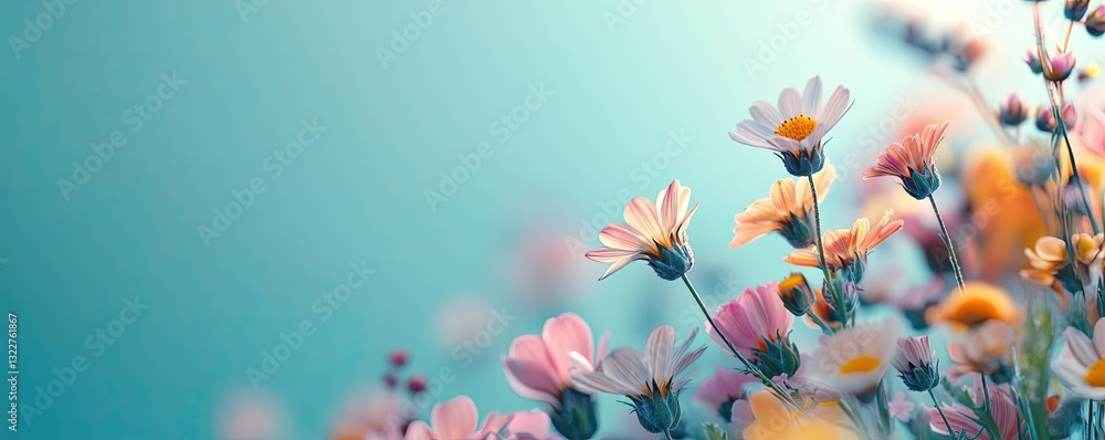Floral illustration abstract background concept. A vibrant close-up of colorful flowers against a soft, blurred background. Floral illustration abstract background concept. A vibrant close-up of colorful flowers against a soft, blurred background.