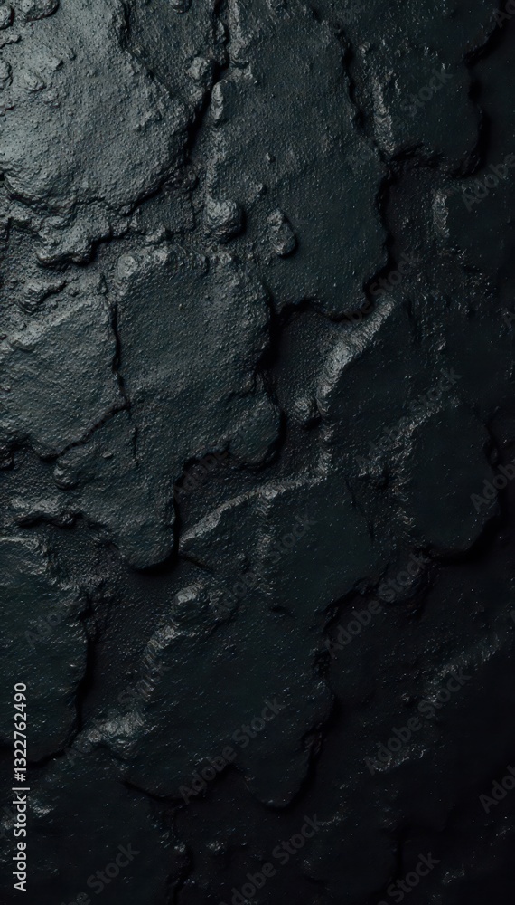 Deep black stone wall; heavily textured grunge surface, black, exterior Deep black stone wall; heavily textured grunge surface, black, exterior