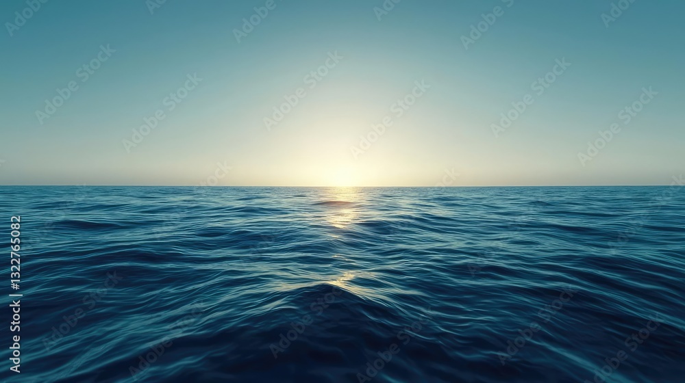 Obraz premium Waterscape abstract background idea. A tranquil ocean view at sunset, highlighting the calming waves and serene atmosphere.