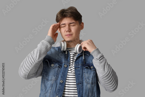 Young man with headphones s...